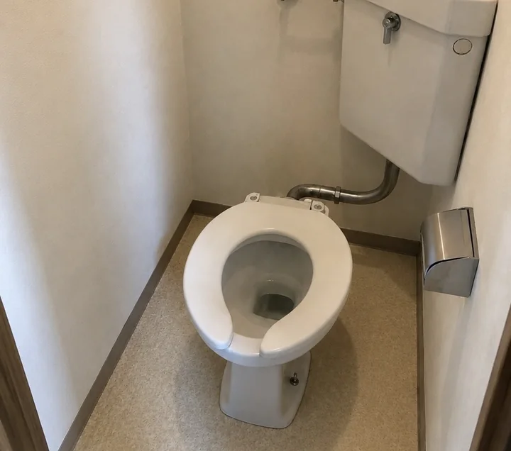 交換前の古いトイレ本体と普通便座